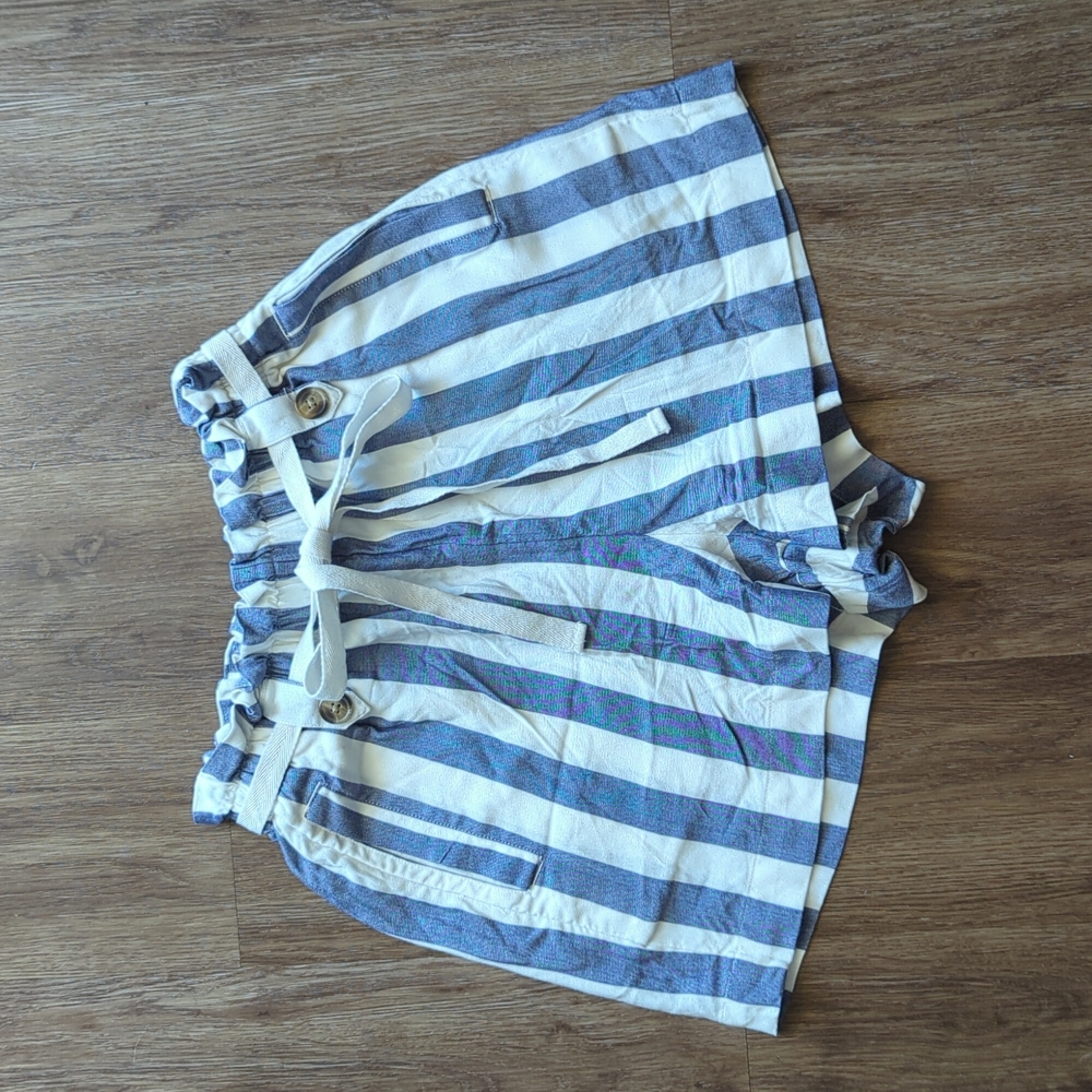 American Eagle Blue and White Striped Shorts Size Small